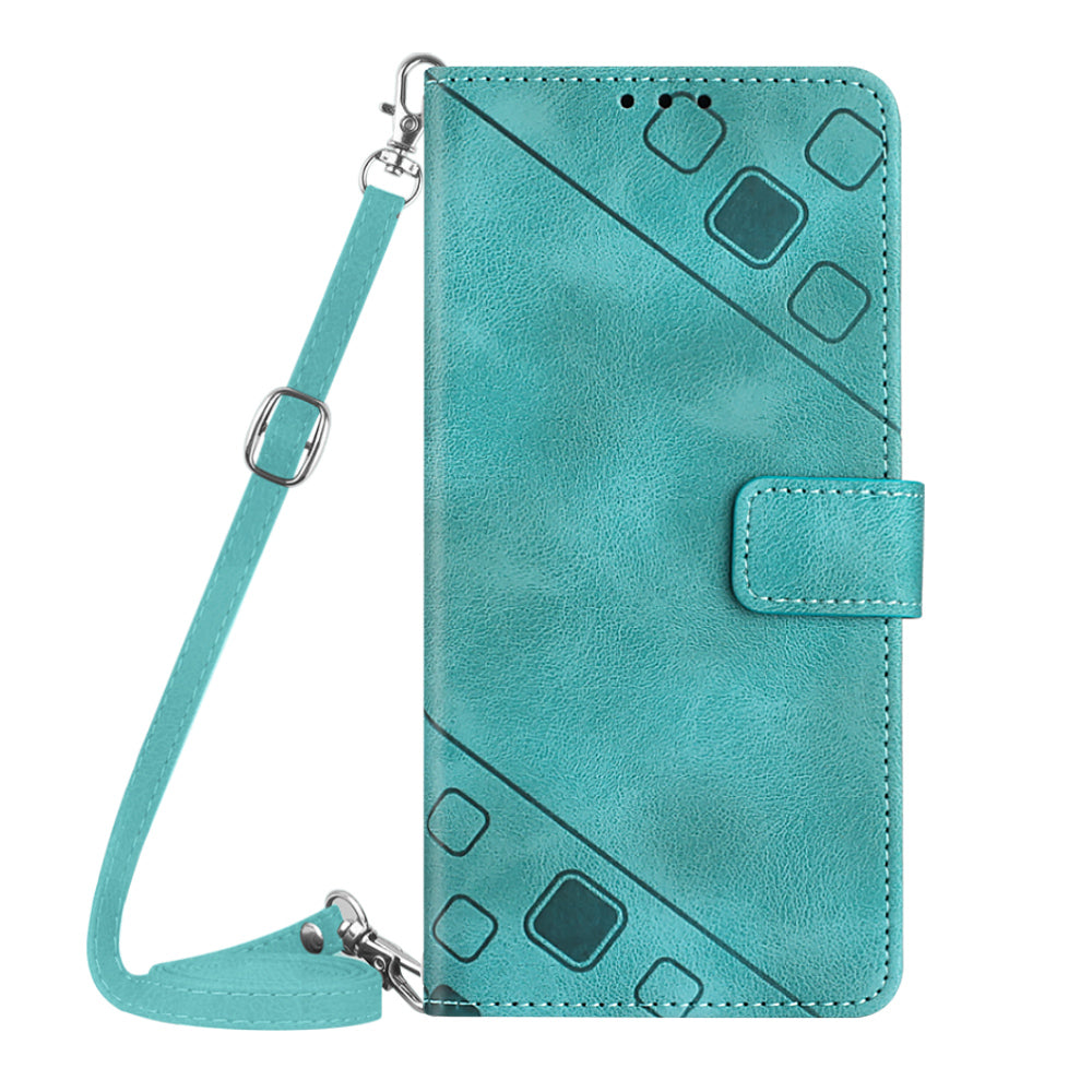 PT005 YB Imprinting Series-7 for iPhone 15 Pro Max Wallet Phone Case PU Leather Stand Cover with Shoulder Strap - Green PT005 YB Imprinting Series-7 for iPhone 15 Pro Max Wallet Phone Case PU Leather Stand Cover with Shoulder Strap - Green